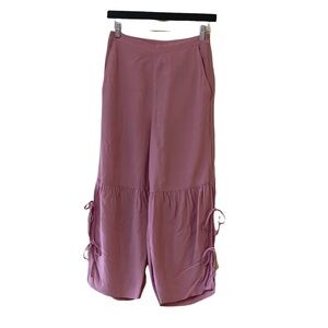 H&M Dusty‎ Pink Boho High-Waisted Wide-Leg Tie-Up Cropped Pants